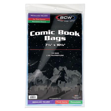 Silver Age Comic Book Bags Resealable 100 count (for thick comics)